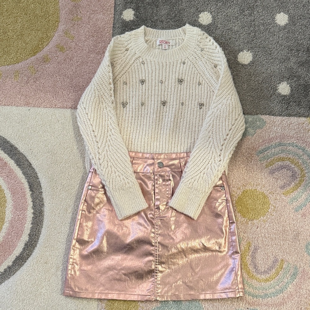 Society Cream Knit Sweater with Silver Accents